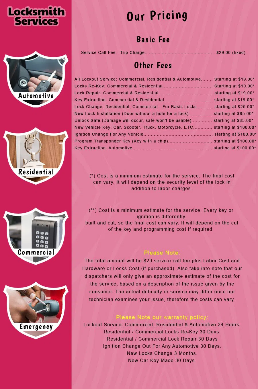 Keansburg NJ Locksmith Store Keansburg, NJ 732-660-5527 - price-list-c-18